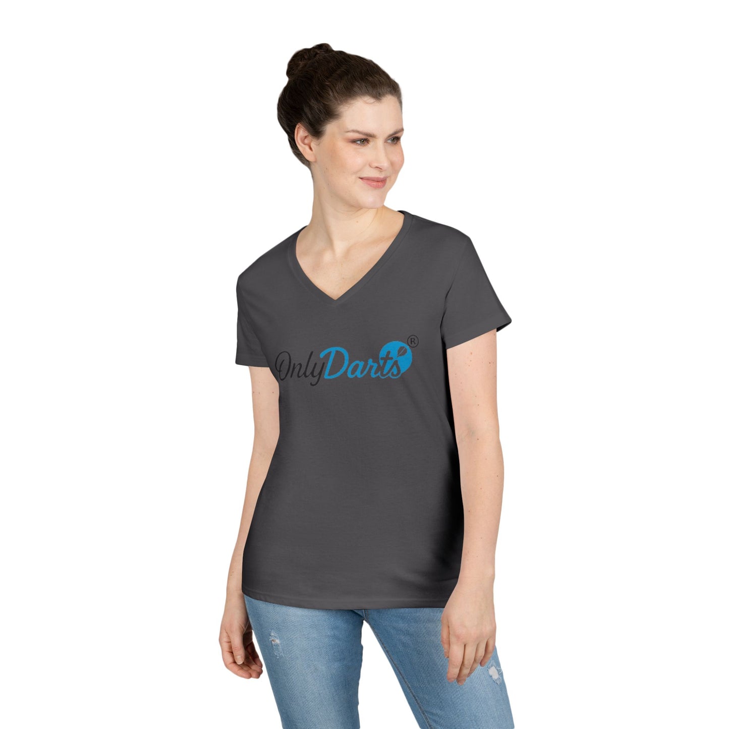 Ladies' V-Neck T-Shirt for Dart Enthusiasts, Funny Gift for Gamers, Casual Wear, Sports Apparel, Fun Dart Game Shirt