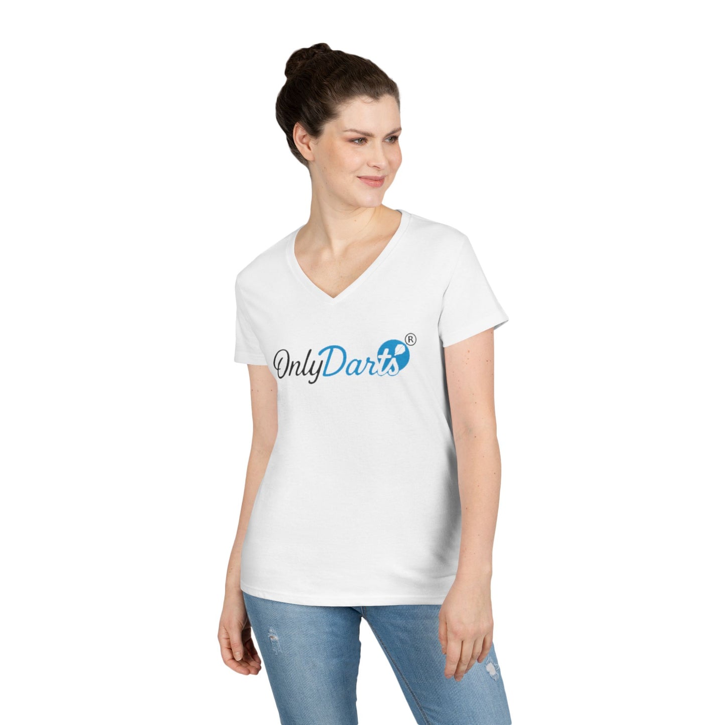 Ladies' V-Neck T-Shirt for Dart Enthusiasts, Funny Gift for Gamers, Casual Wear, Sports Apparel, Fun Dart Game Shirt