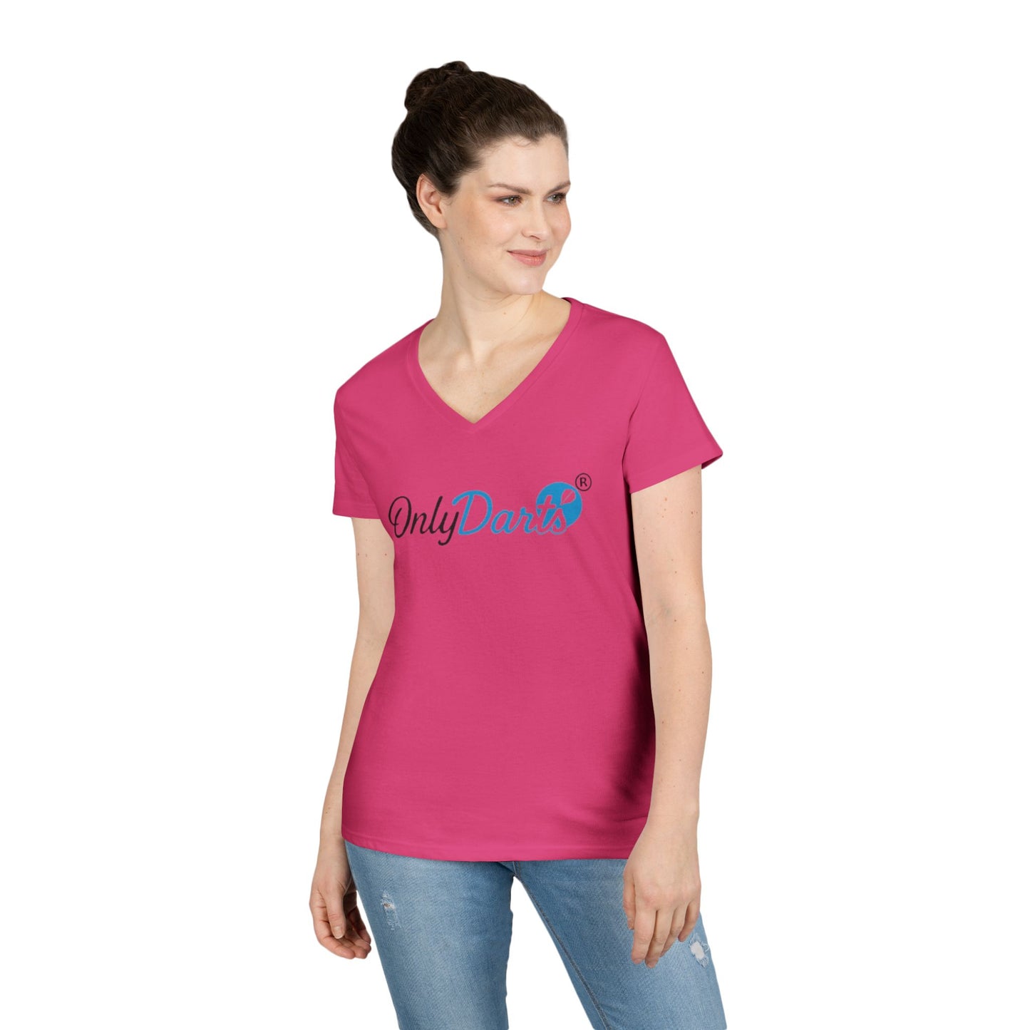Ladies' V-Neck T-Shirt for Dart Enthusiasts, Funny Gift for Gamers, Casual Wear, Sports Apparel, Fun Dart Game Shirt