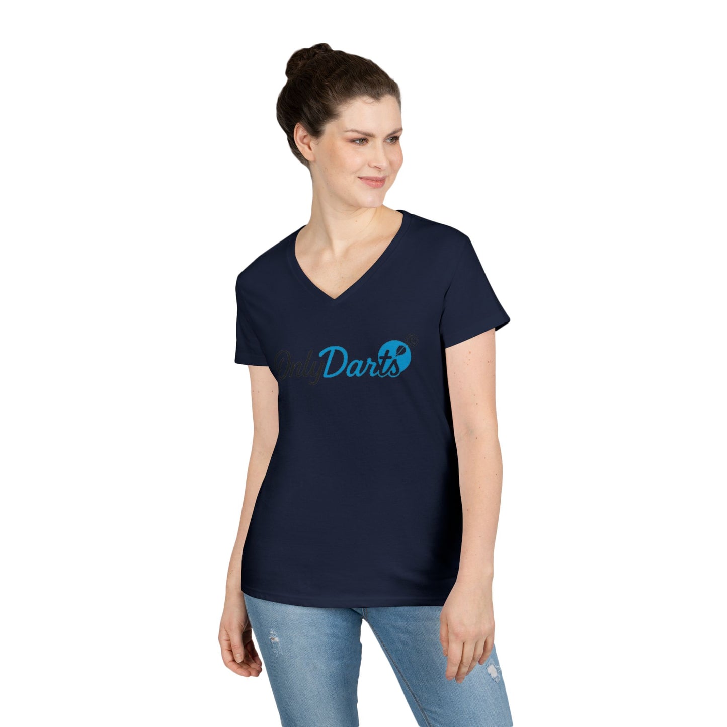 Ladies' V-Neck T-Shirt for Dart Enthusiasts, Funny Gift for Gamers, Casual Wear, Sports Apparel, Fun Dart Game Shirt