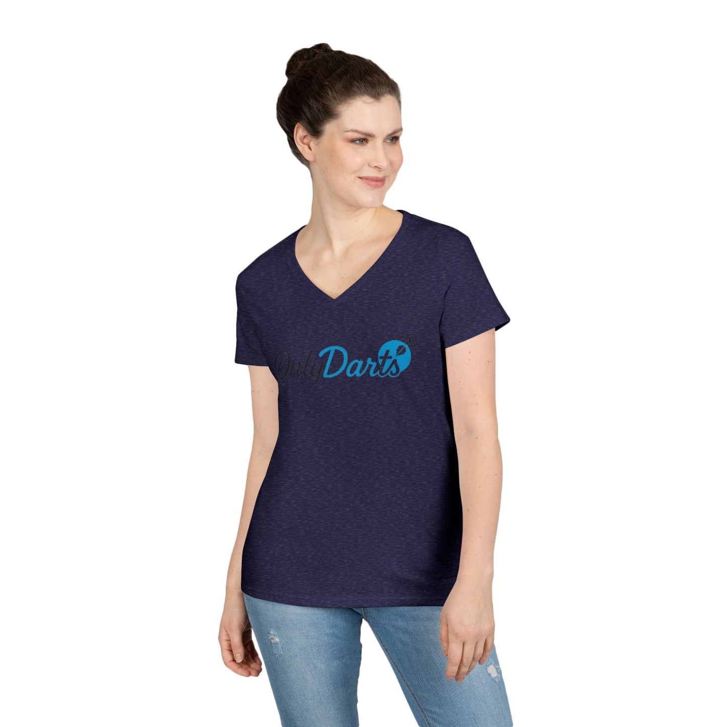 Ladies' V-Neck T-Shirt for Dart Enthusiasts, Funny Gift for Gamers, Casual Wear, Sports Apparel, Fun Dart Game Shirt
