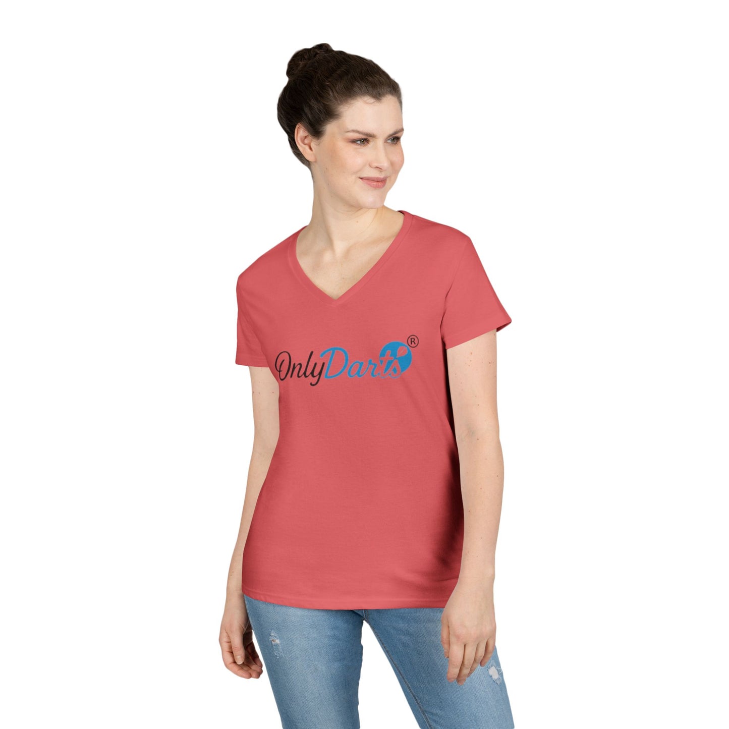 Ladies' V-Neck T-Shirt for Dart Enthusiasts, Funny Gift for Gamers, Casual Wear, Sports Apparel, Fun Dart Game Shirt