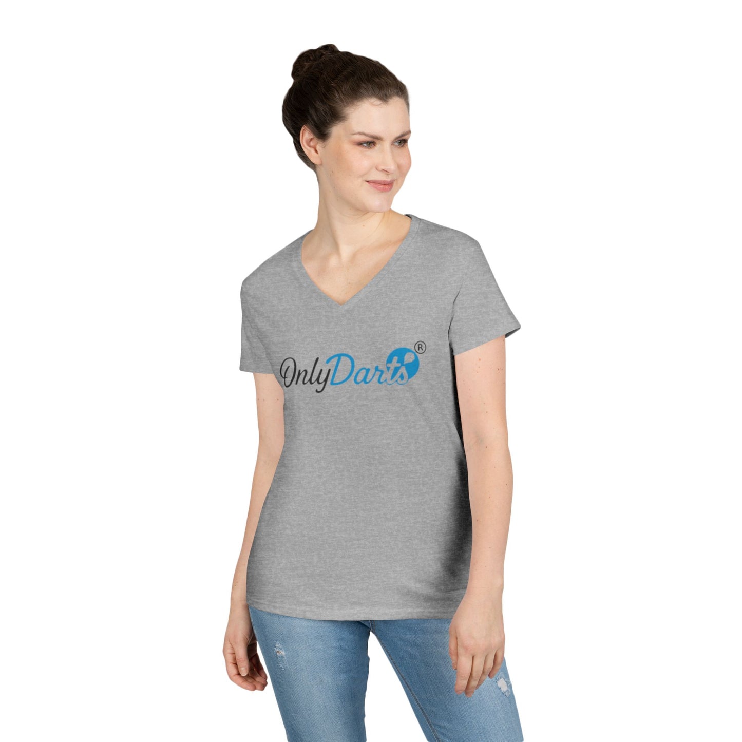 Ladies' V-Neck T-Shirt for Dart Enthusiasts, Funny Gift for Gamers, Casual Wear, Sports Apparel, Fun Dart Game Shirt