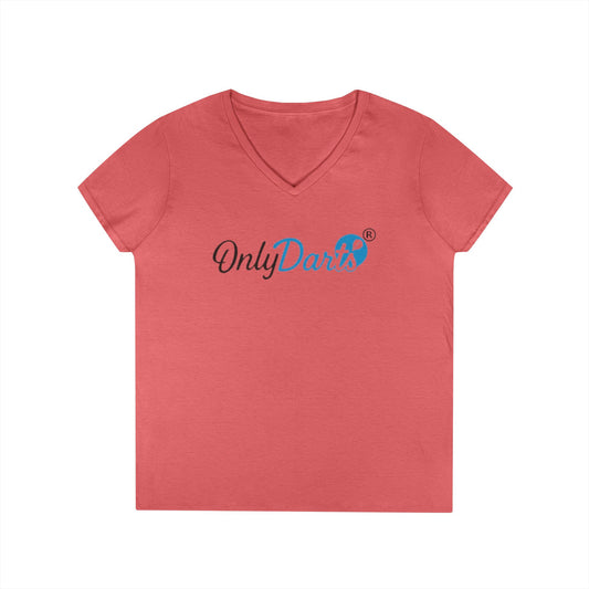 Ladies' V-Neck T-Shirt for Dart Enthusiasts, Funny Gift for Gamers, Casual Wear, Sports Apparel, Fun Dart Game Shirt