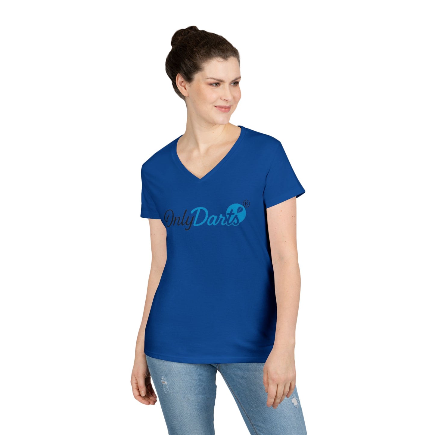Ladies' V-Neck T-Shirt for Dart Enthusiasts, Funny Gift for Gamers, Casual Wear, Sports Apparel, Fun Dart Game Shirt