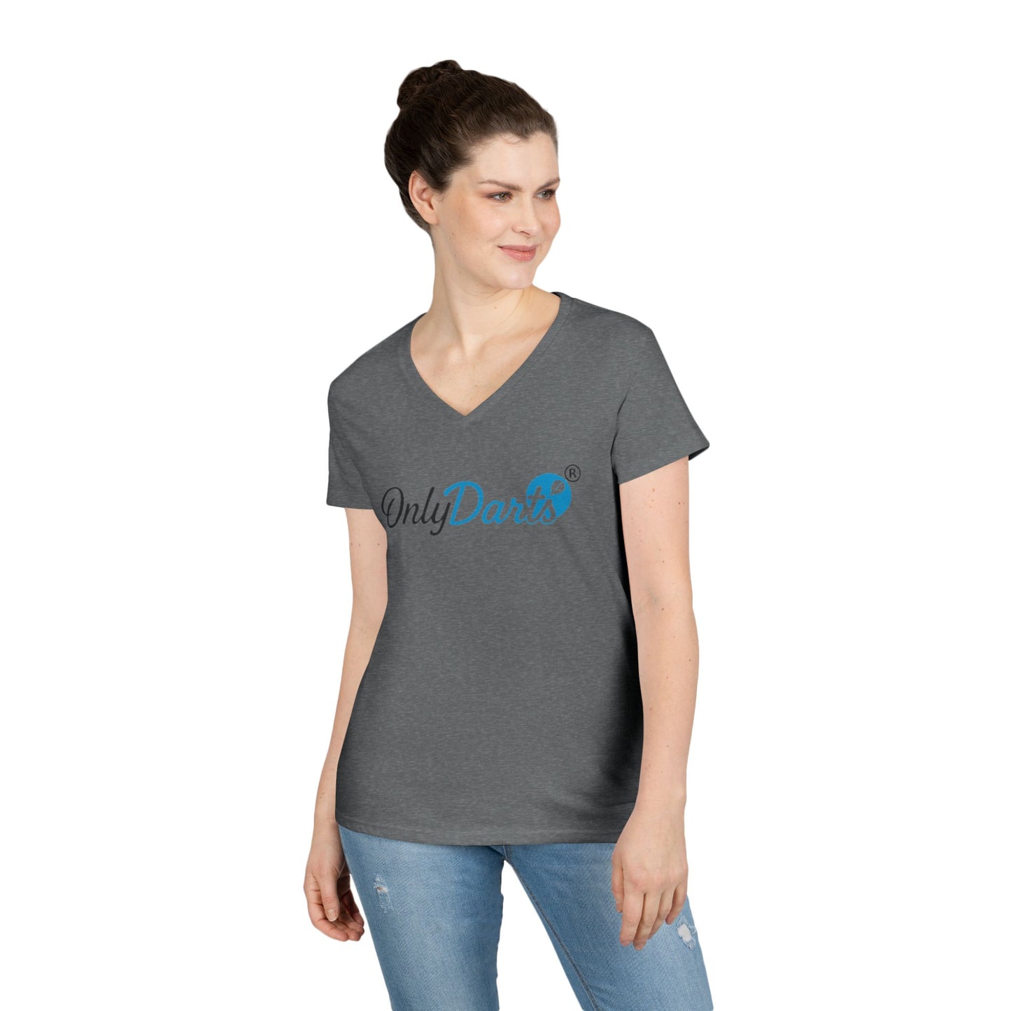 Ladies' V-Neck T-Shirt for Dart Enthusiasts, Funny Gift for Gamers, Casual Wear, Sports Apparel, Fun Dart Game Shirt