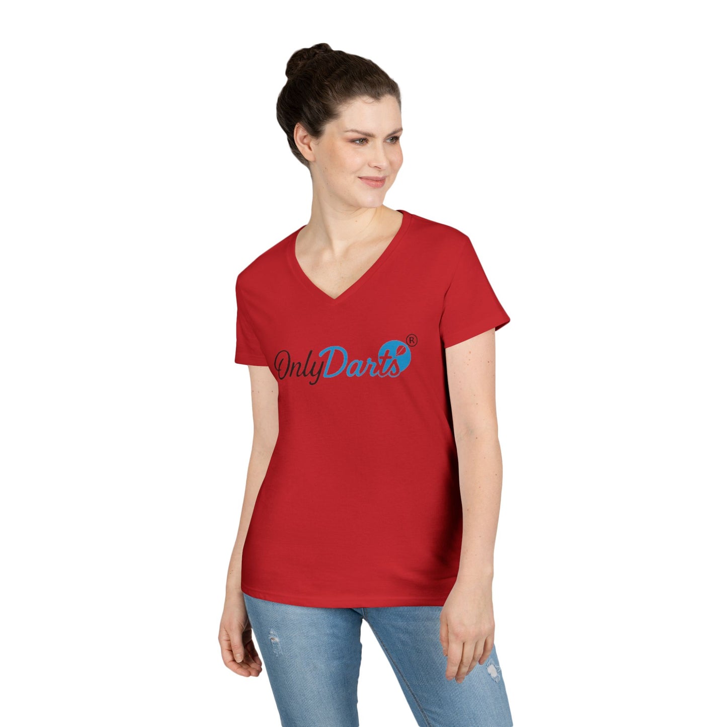 Ladies' V-Neck T-Shirt for Dart Enthusiasts, Funny Gift for Gamers, Casual Wear, Sports Apparel, Fun Dart Game Shirt
