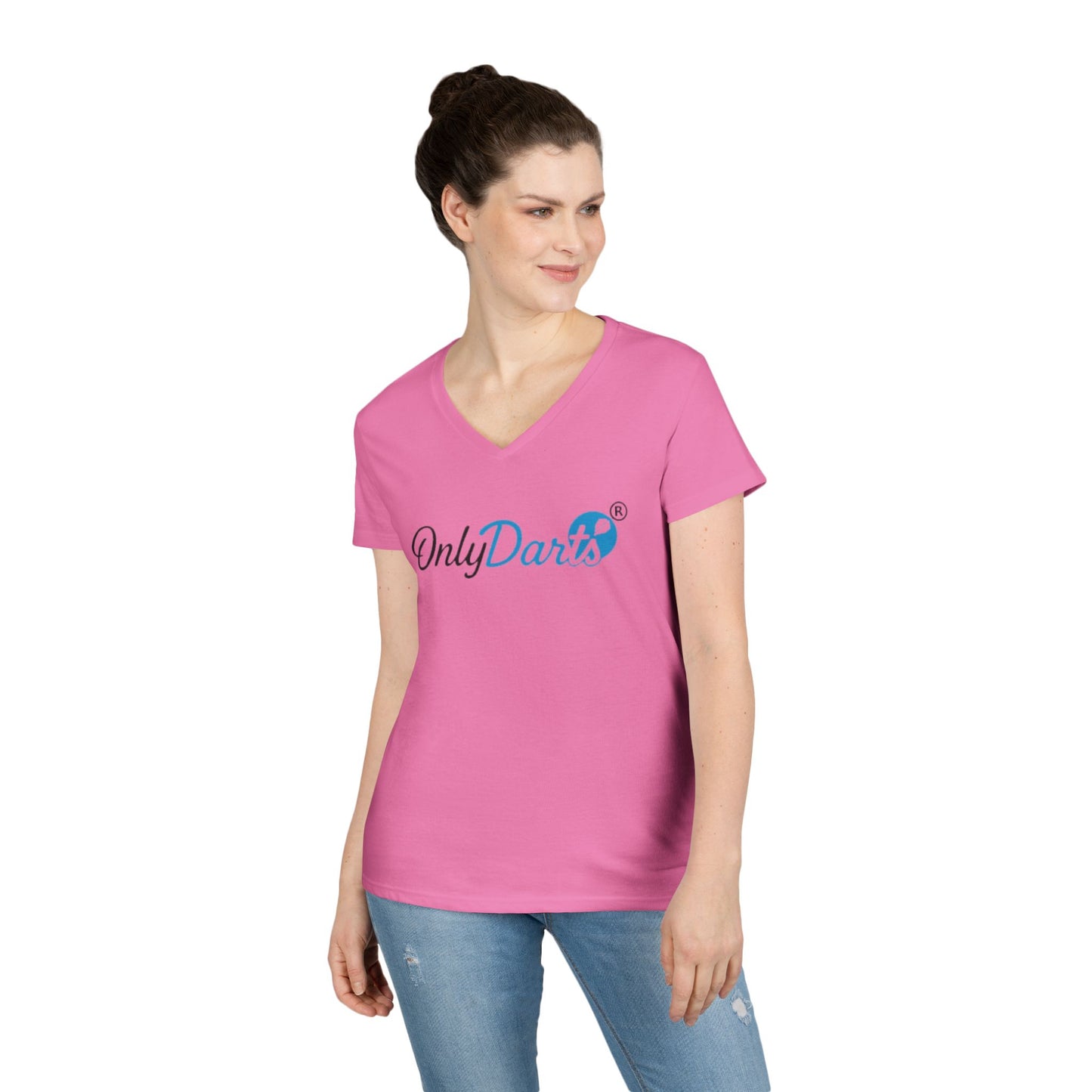Ladies' V-Neck T-Shirt for Dart Enthusiasts, Funny Gift for Gamers, Casual Wear, Sports Apparel, Fun Dart Game Shirt